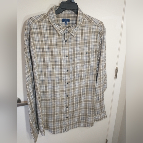 2 George Men Size 3XL Gray, Bown Plaid Long Sleeve Button Down Poplin Shirts - Picture 9 of 13